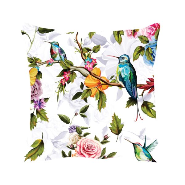 Beauteous Bird Floral Flowers Cushion Cover 24X24 inches