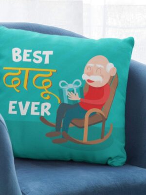 Birthday Gifts for Grandfather 24 x 24 inches Best Dadu Ever Printed Velvet Cushion Cover Throw Pillow