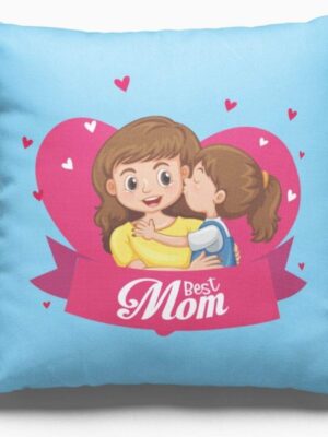 Birthday Gifts for Mom 12 x 12 inches Best Mom Printed Velvet Cushion Cover Throw Pillow