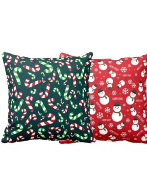 Christmas Gifts Cushion Covers House Decoration 24 x 24 inches Set of 2 - Cane Tree Ornaments Snowman