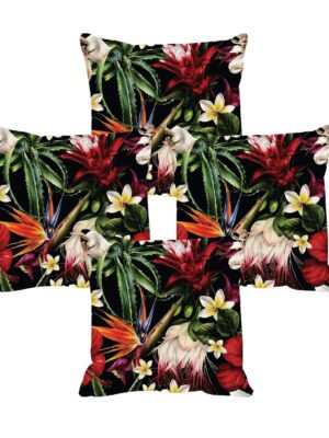 Graceful Floral Flowers Printed Cushion Covers (Multicolor, 20x20 inches) - Set of 4