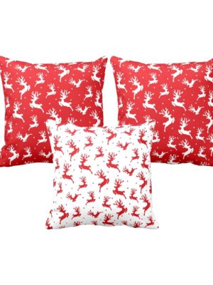 Christmas Gifts Cushion Covers House Decoration 16x16 inches Set of 3 - Xmas Reindeer Snowman