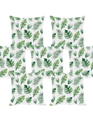 Yaya Cafe 24x24 inches Set of 7 Cushion Covers Absurd Leaf Tree Floral Flowers Printed Sofa Throw Pillows Multicolor