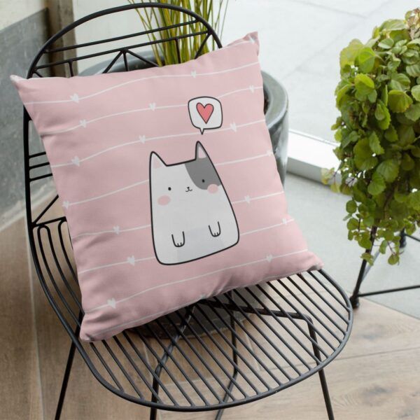 Cute Animal Cat Printed Cushion Cover for Kids, Living Room, Bedroom, Sofa Throw Pillow Velvet - 16x16 Inches