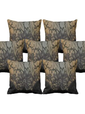 Canvas Cotton Subtle Abstract Printed Sofa Throw Cushion Covers (24X24-inches; Multicolour) -Set of 7