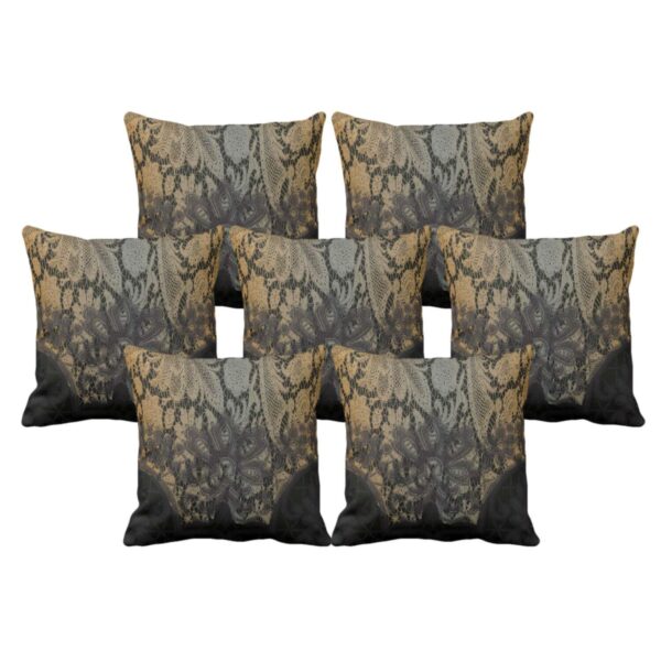 Canvas Cotton Subtle Abstract Printed Sofa Throw Cushion Covers (24X24-inches; Multicolour) -Set of 7