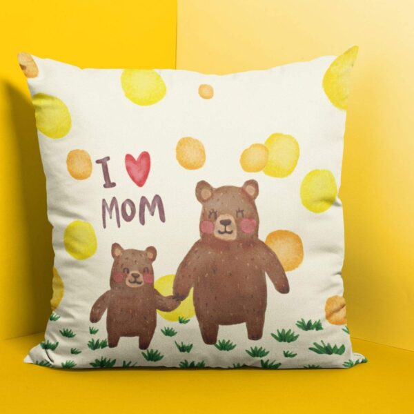 Birthday Gifts for Mom 12 x 12 inches I Love Mom Printed Velvet Cushion (with Filler) Throw Pillow