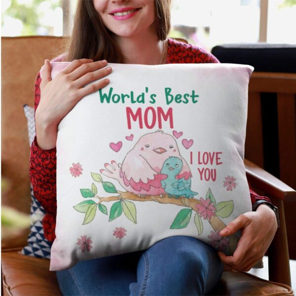 for Mom 12 x 12 inches Velvet Cushion (with Filler) Throw Pillow - World's Best Mom I Love You