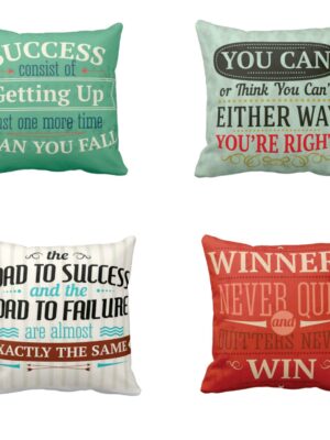 Success Getting Winner Never Quit Motivational Quotes Cushion Cover Set of 4 16X16 inches