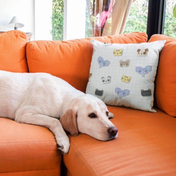 Cute Animals Have a Nice Day Printed Cushion (with Filler) for Kids, Living Room, Bedroom, Sofa Throw Pillow Velvet - 12x12 Inches