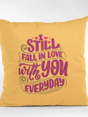 Birthday Gifts 12 x 12 inches Printed Velvet Cushion (with Filler) for Girlfriend Boyfriend Husband Wife Throw Pillow - Fall in Love with
