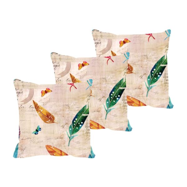 TheYaYaCafe® 20X20 inches Set of 3 Cushion Covers Charming Butterfly Floral Flowers Printed Sofa Throw Pillows Multicolor