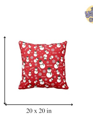 Cotton Christmas Merry Xmas with Snowman House Decoration Cushion Covers (20X20 inches)