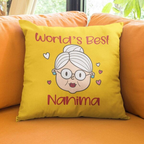 Birthday Gifts for Grandmom 16 x 16 inches Worlds Best Nanima Printed Velvet Cushion Cover Throw Pillow