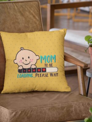 Birthday Gifts for Mom to Be 12 x 12 inches Mommy to Be Please Wait Printed Velvet Cushion Cover Throw Pillow