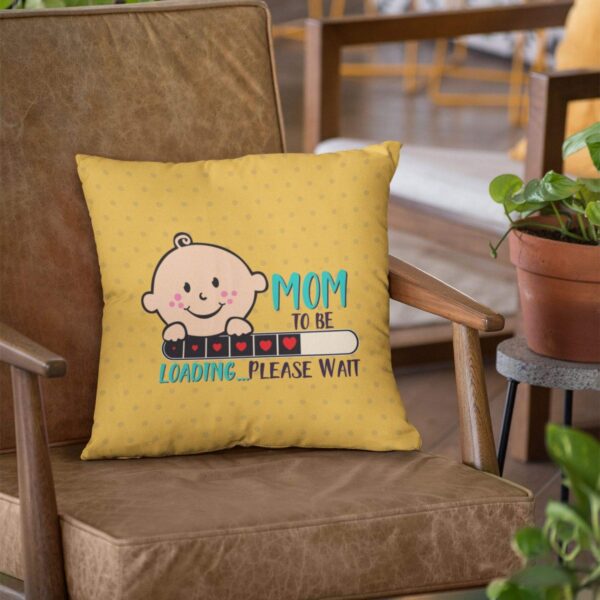 Birthday Gifts for Mom to Be 24 x 24 inches Mommy to Be Please Wait Printed Velvet Cushion Cover Throw Pillow