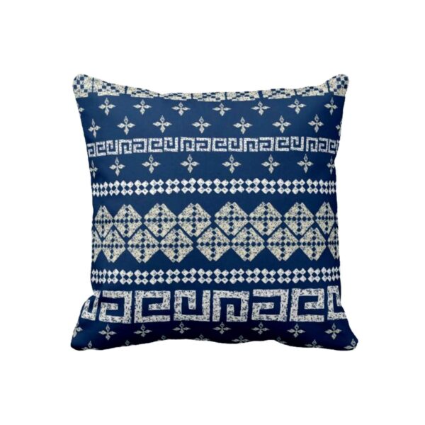 Canvas Cotton 3D Printed Sofa Cushion Cover (Blue, 24X24 inches)
