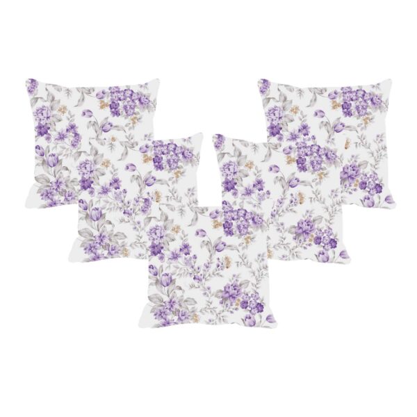 Yaya Cafe 12x12 inches Set of 5 Cushion Covers Beauteous Floral Flowers Printed Sofa Throw Pillows Purple
