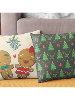 Christmas Cotton Cushion Covers House Decoration (16X16 inches - Xmas Tree Toy Snowman)