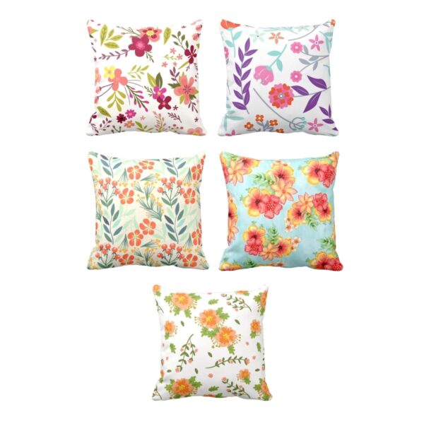 Marvelous Floral Flowers Cushion Cover Set of 5 16X16 inches