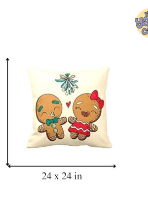Christmas Cotton Cushion Covers House Decoration (24X24 inches, Gingerbread Snowman)