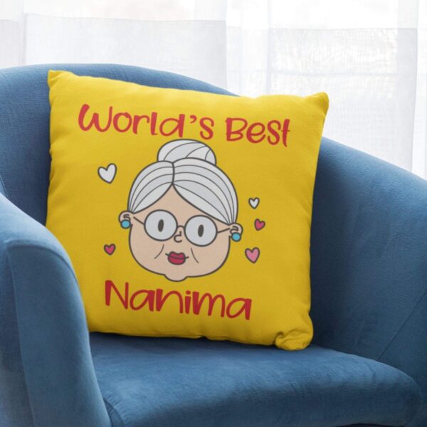 Birthday Gifts for Grandmom 16 x 16 inches Worlds Best Nanima Printed Velvet Cushion Cover Throw Pillow