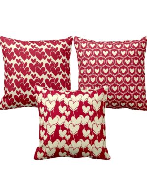 Valentine Affectionate Hearts Gifts for Couple Cushion Cover Set of 3 20X20 inches