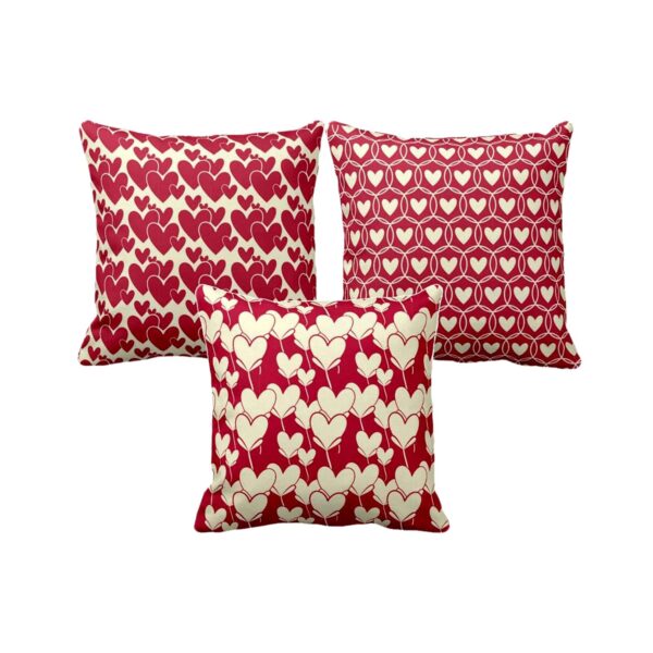 Valentine Affectionate Hearts Gifts for Couple Cushion Cover Set of 3 20X20 inches