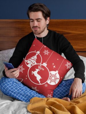 Canvas Cotton Christmas Gifts Cushion Covers House Decoration 24 x 24 inches - Snowflakes Reindeer Snowman