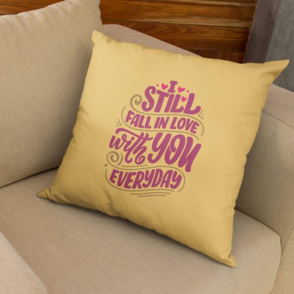 Birthday Gifts 12 x 12 inches Printed Velvet Cushion (with Filler) for Girlfriend Boyfriend Husband Wife Throw Pillow - Fall in Love with