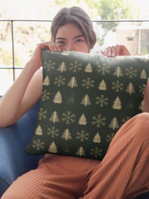 Christmas Gifts Cushion Covers House Decoration 16x16 inches Set of 2 - Xmas Tree Snowflake Snowman