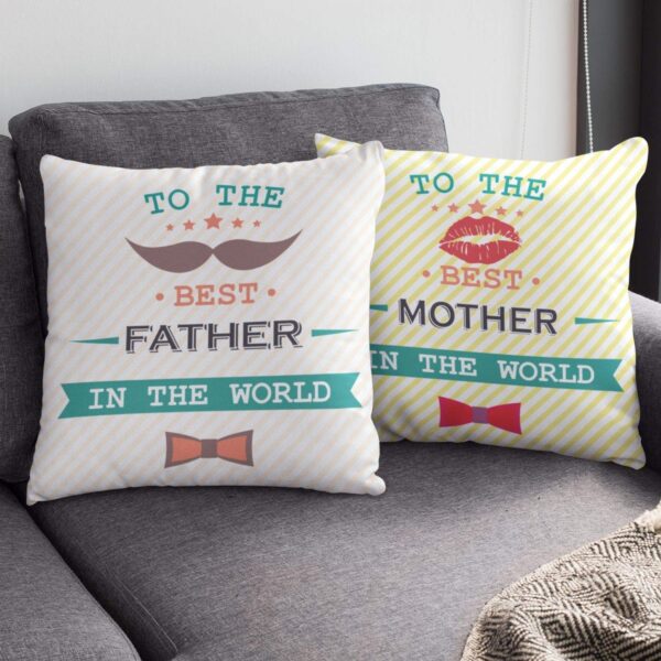Mothers for Parents Honest Hardworking Mom Dad Printed Cushion Cover Set of 2-16X16 inches