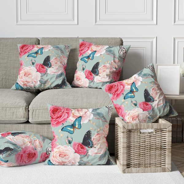 Decorative Velvet Floral Throw Pillow (Double Side Print) Floral Cushion Covers Set of 5_Pattern 24_20x20