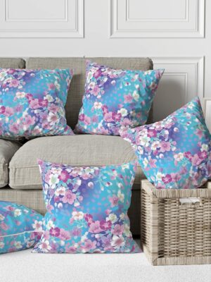 Decorative Velvet Floral Throw Pillow (Double Side Print) Floral Cushion Covers Set of 5_Pattern 24_20x20