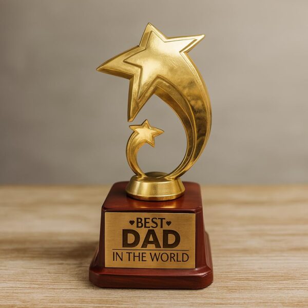 Best Dad in the World Trophy Gift Set of 3 – Birthday Gift for Father