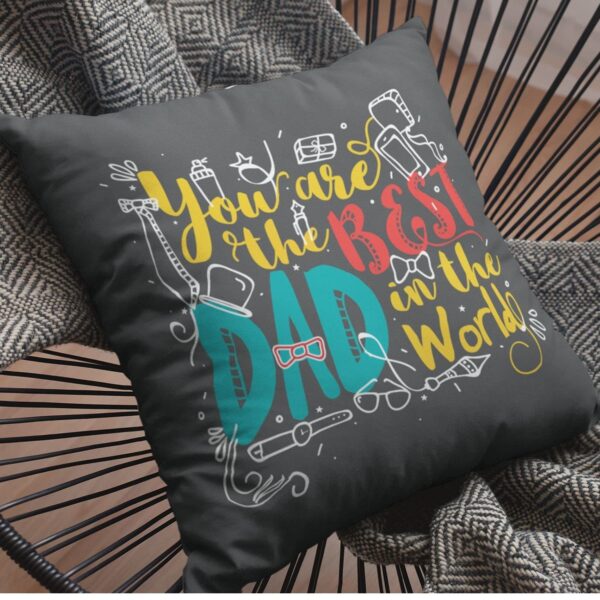 Best Dad in The World Gift for Dad Cushion with Filler 12x12 inches