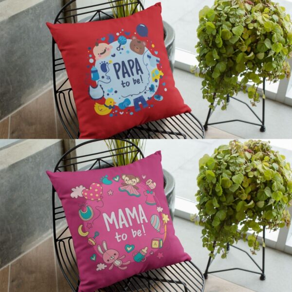New Papa Mama to Be Cushion Cover Set of 2 – Baby Shower Gift | 12x12